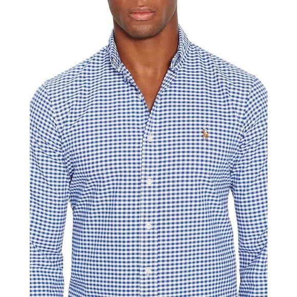 Polo Ralph Lauren "OXFORD" Slim Fit Button Down Blue Gingham Men's Shirt Size XL - Picture 3 of 15